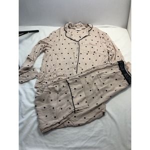 BOUTIQUE PAJAMAS SET WOMEN PINK,BLACK POLKA DOTS